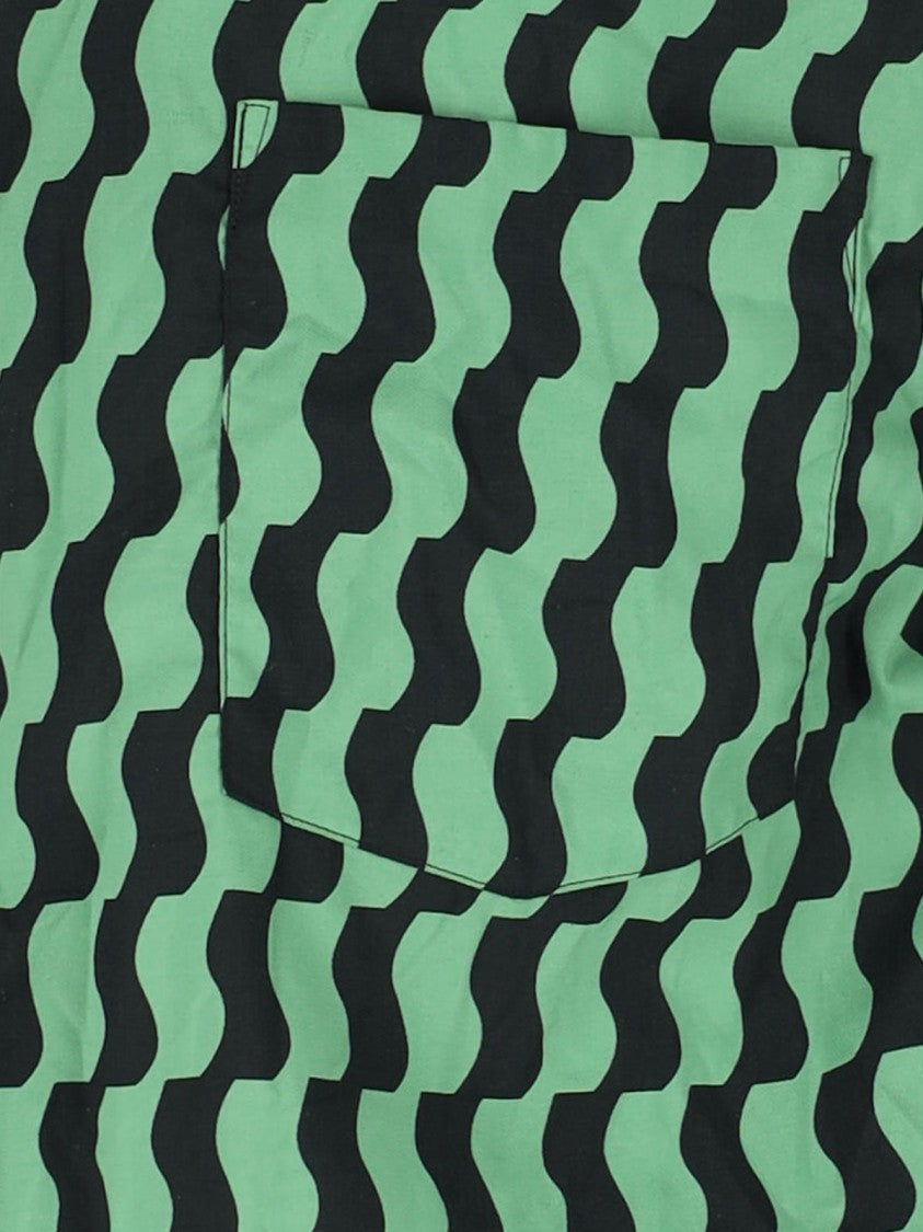 Comme Des Garçons Green Geometric Pattern Fabric Shirt