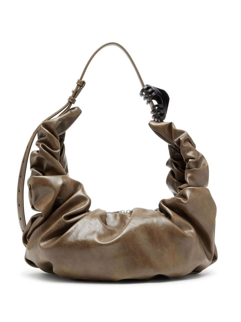 Diesel Ruched Design Grey Shoulder Bag