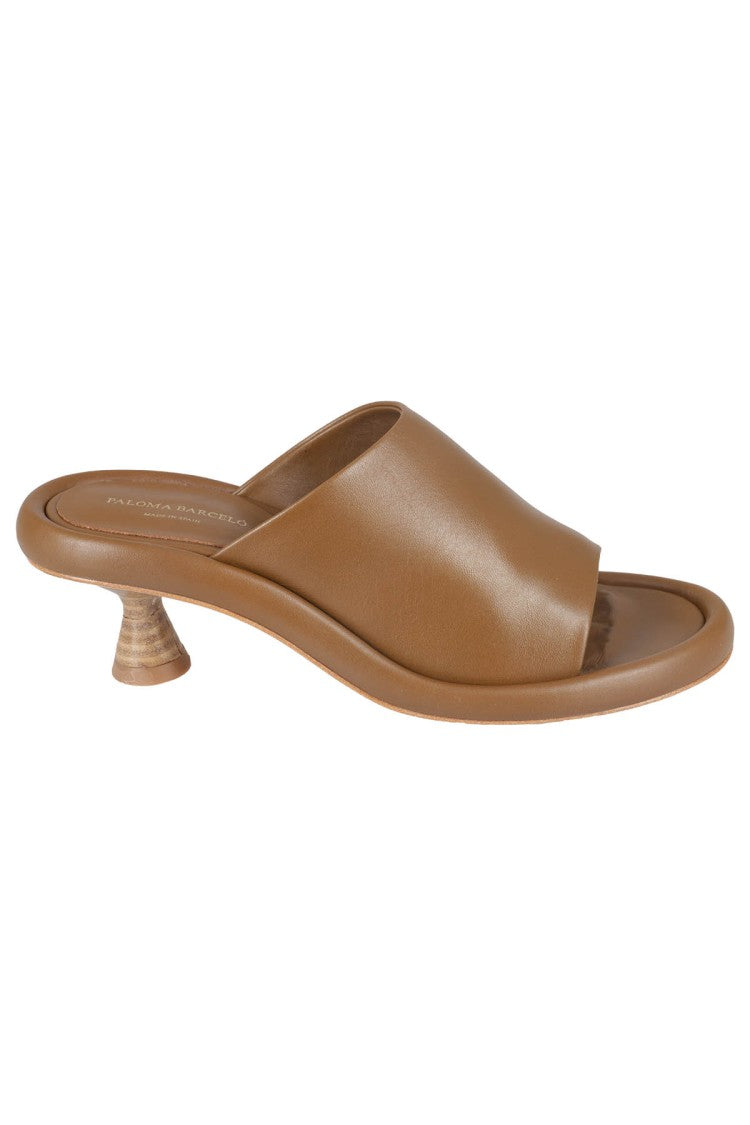 Paloma Barceló Cognac Leather Open-Toe Mules