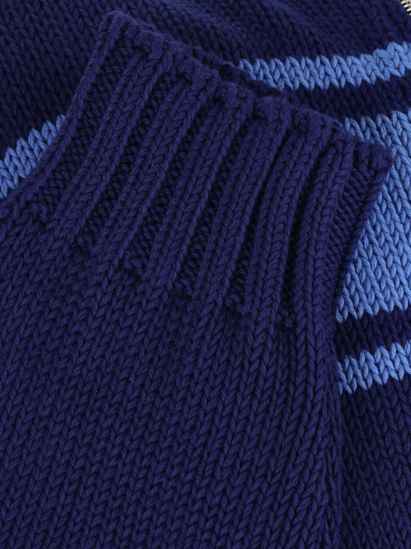 Marni Contrasting Classic Collar Blue Cotton Cardigan By Marni