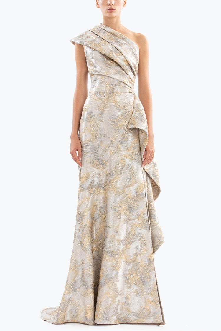 Saiid Kobeisy One -Shoulder Brocade Dress