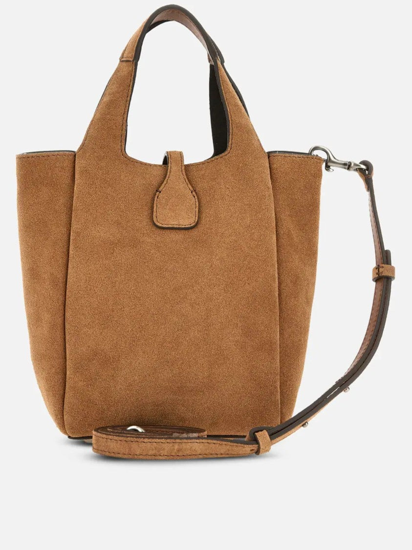 Hogan Warm Brown Suede H-Clasp Handbag