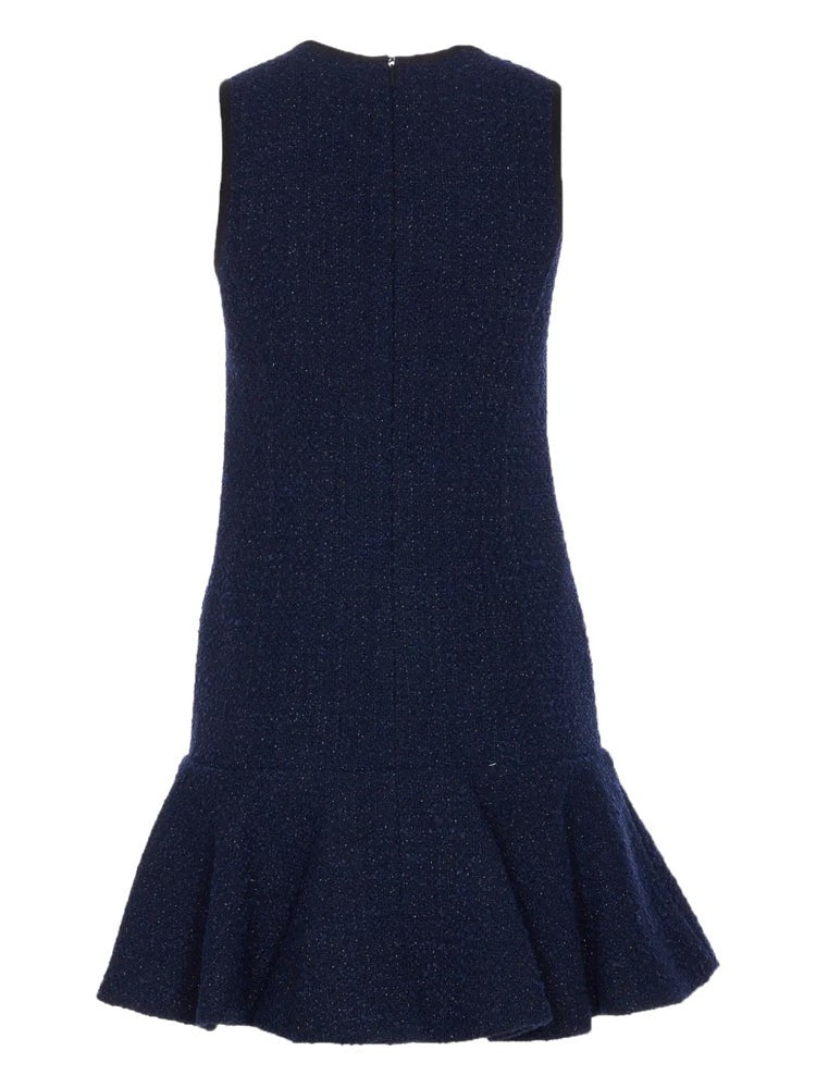 Pinko Sleeveless Textured Mini Dress With Ruffled Hem