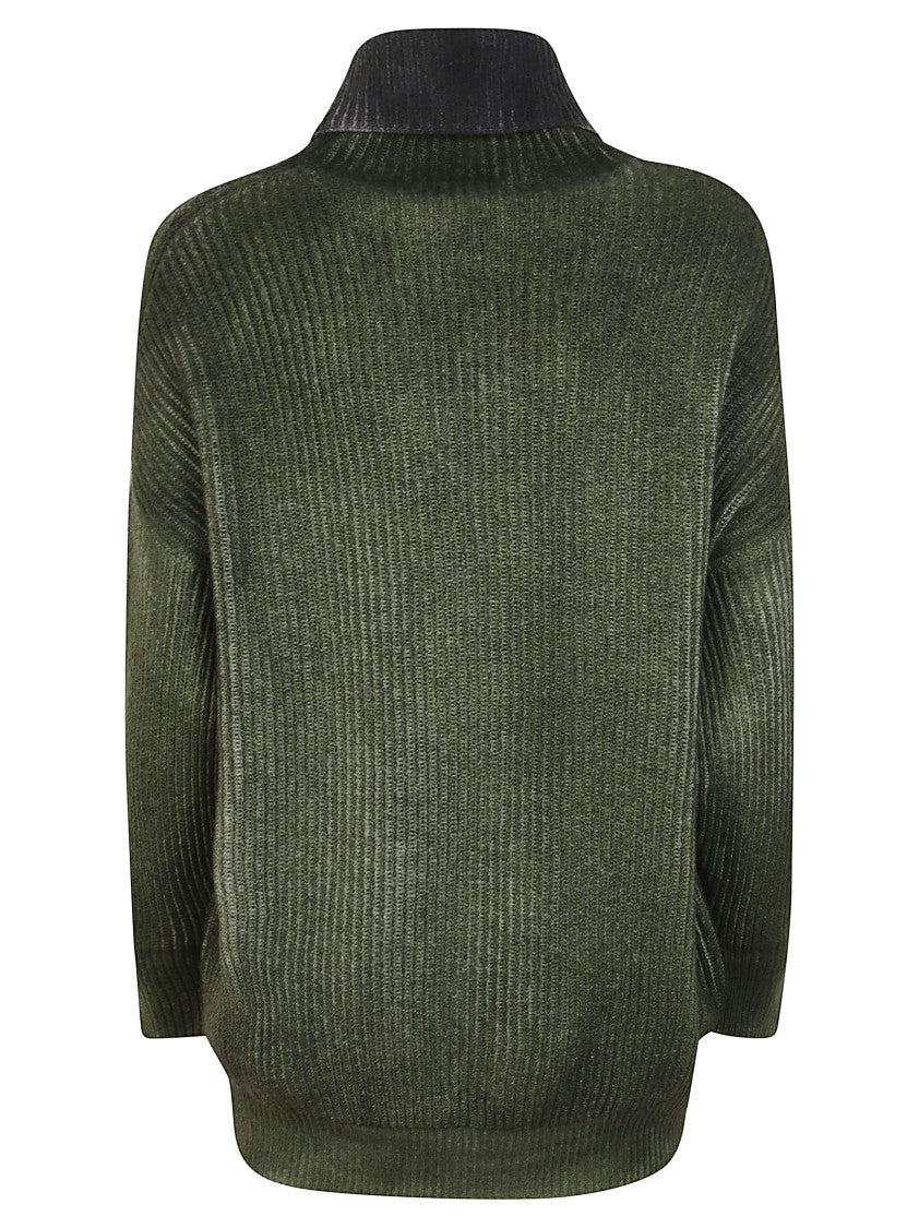 Avant Toi Dolcevita Hand-Painted Heather English Rib Turtleneck Sweater