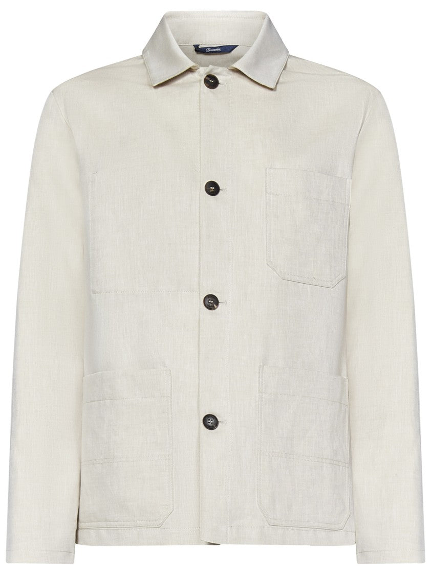 Drumohr Beige Button-Up Shirt With And Textured Detail