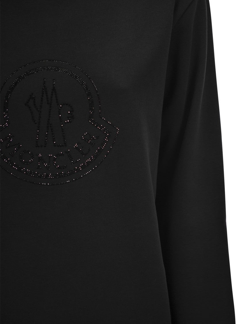 Moncler Loose-Fit Cotton Jersey Sweatshirt With Crystal Logo