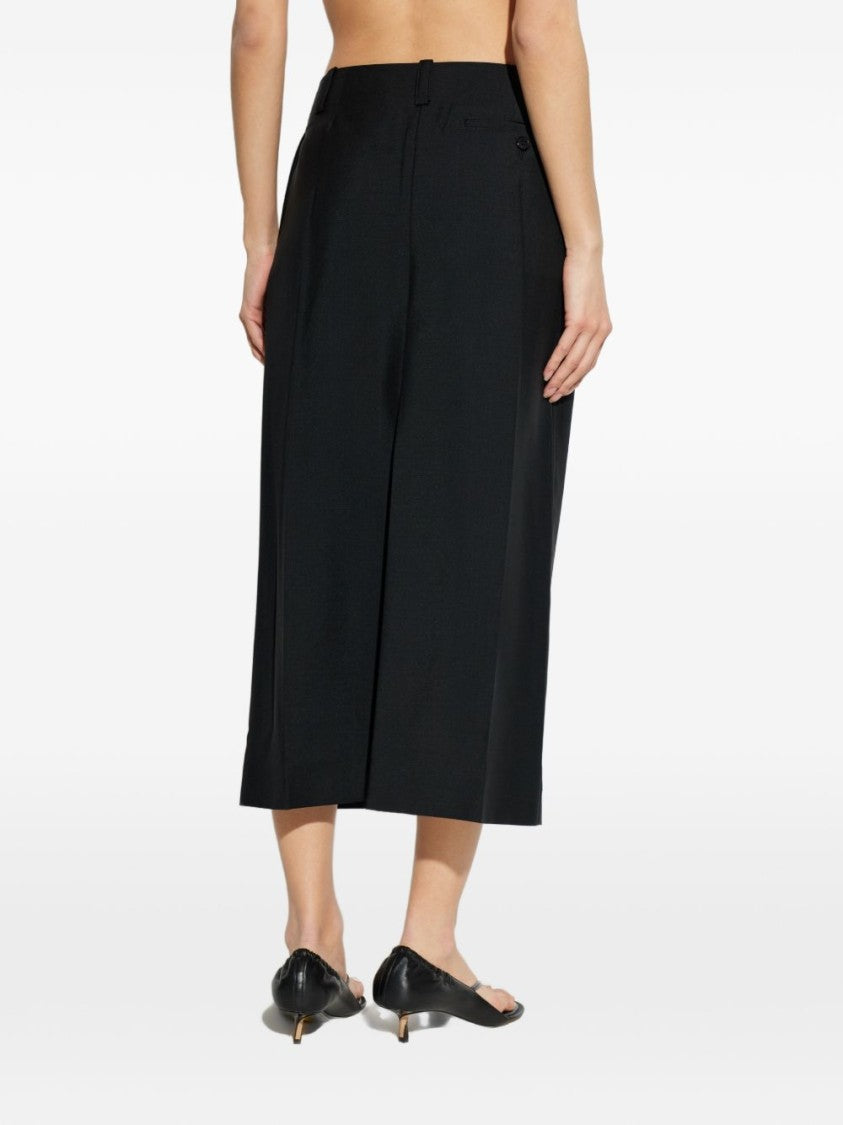 Givenchy Black Silk And Nylon Midi Skirt