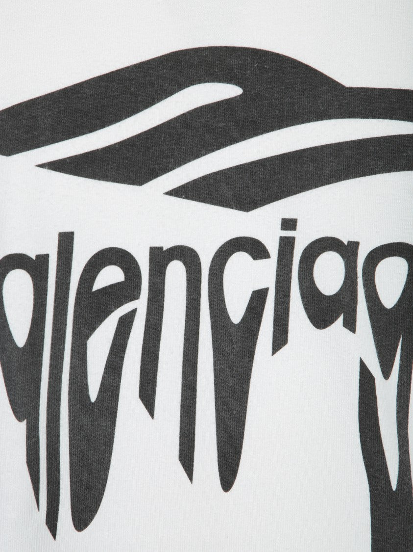 Balenciaga Short Sleeve White T-Shirt With Bold Black Liquid Logo