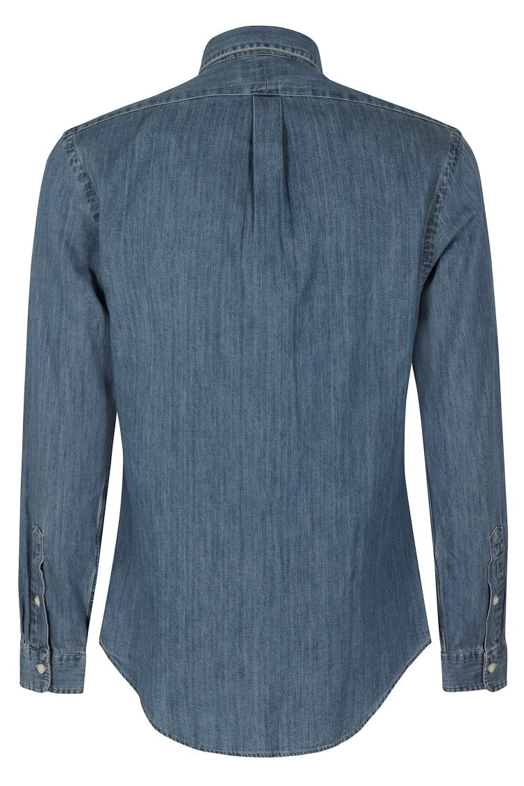 Polo Ralph Lauren Slim-Fit Denim Shirt With Button-Down Collar And Embroidered Logo