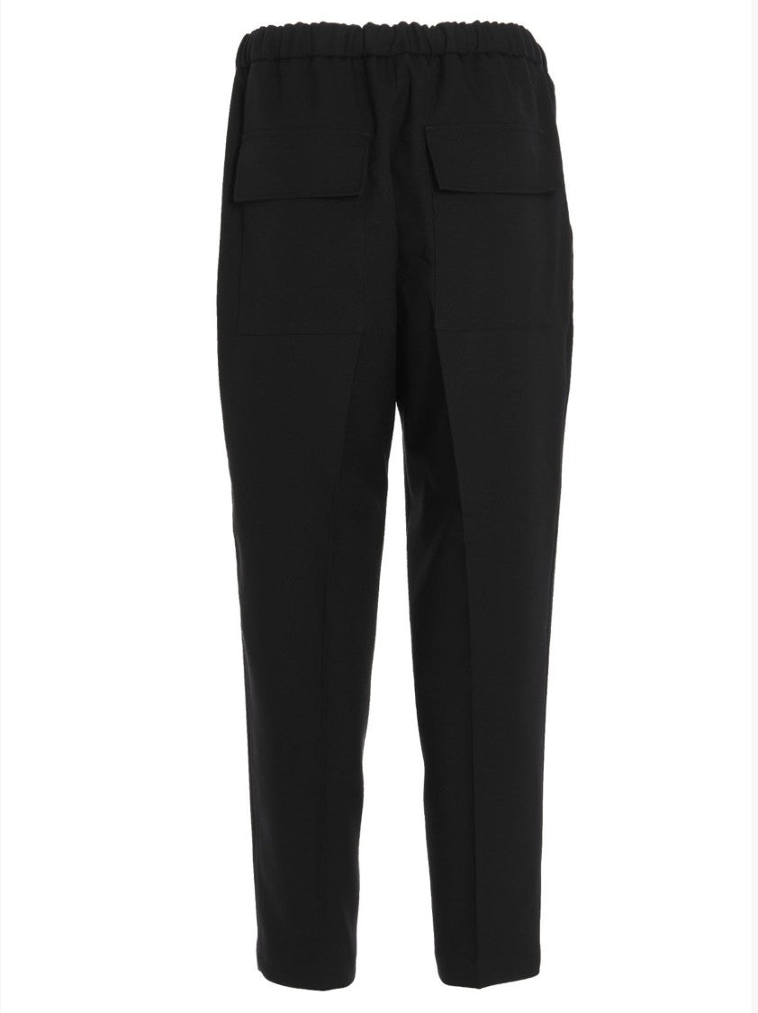 Jil Sander Black Gabardine Trousers With Adjustable Waist And Practical Pockets