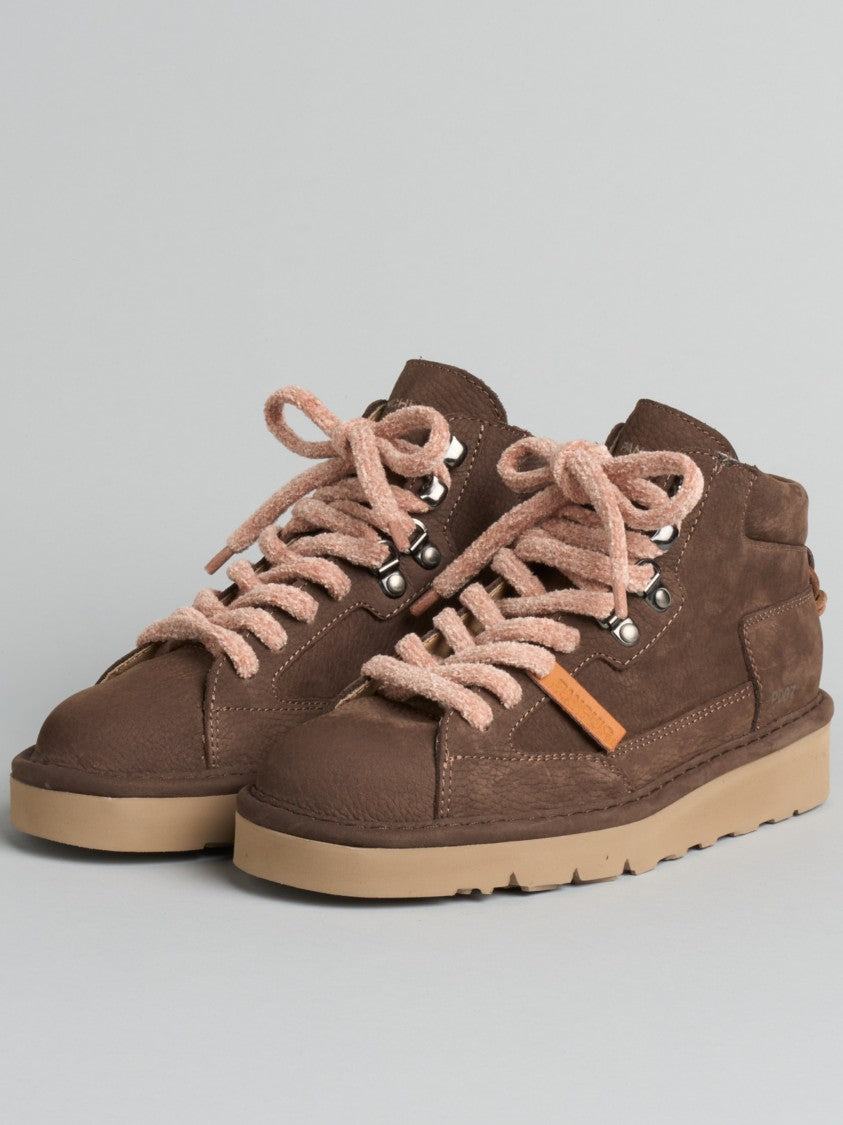 Panchic Mid-Top Sneakers In Rich Brown Nubuck Leather