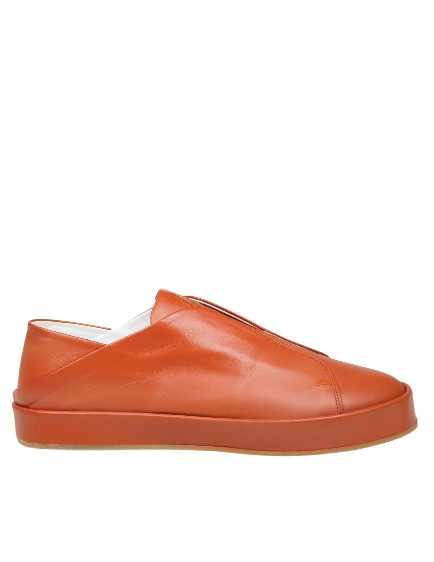 Marco Castelli Slip On Sneakers In Orange Leather