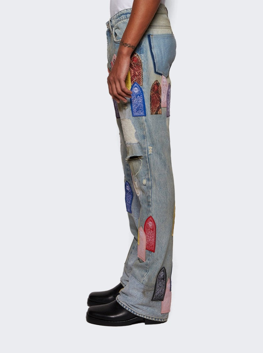 Who Decides War Patch Arched Repaired Distressed Jean - Multicolor