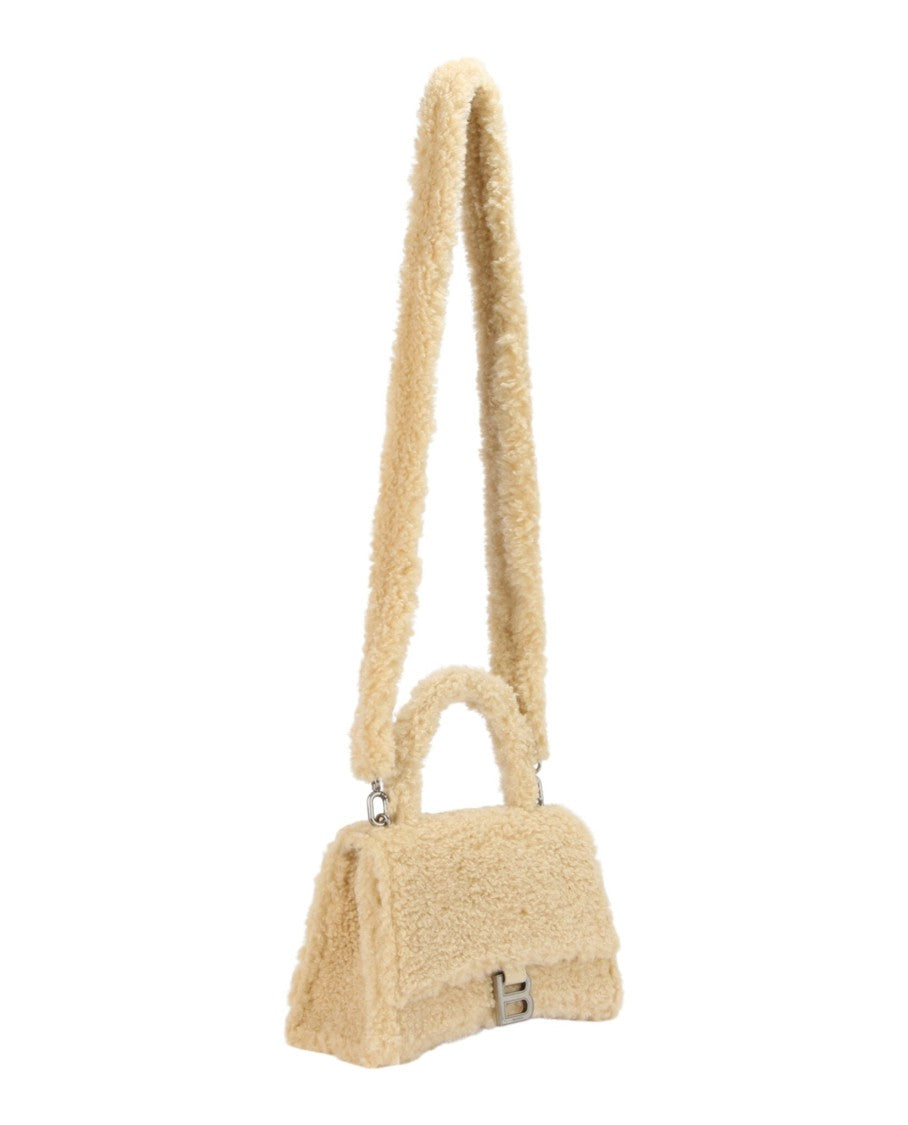 Balenciaga Hourglass Faux Shearling Shoulder Bag