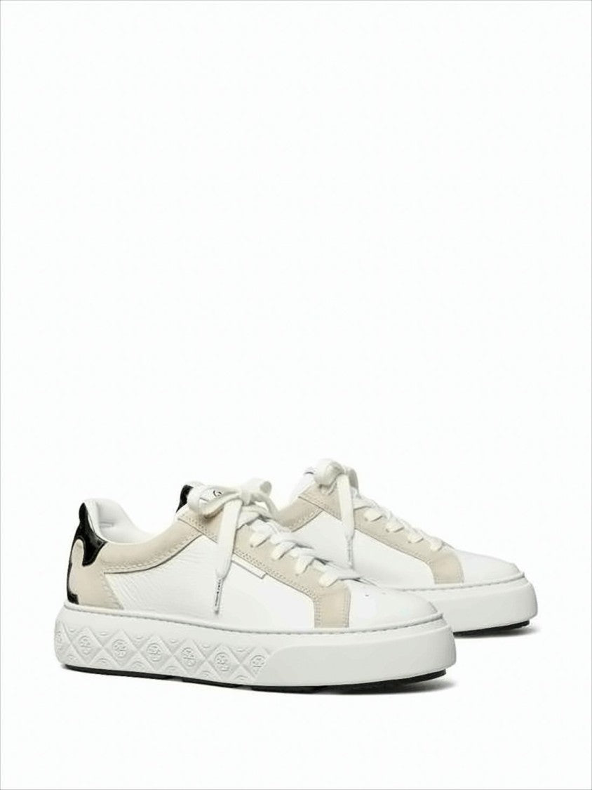 Tory Burch Low-Top Sneakers With Suede Overlays And Logo-Embossed Sole