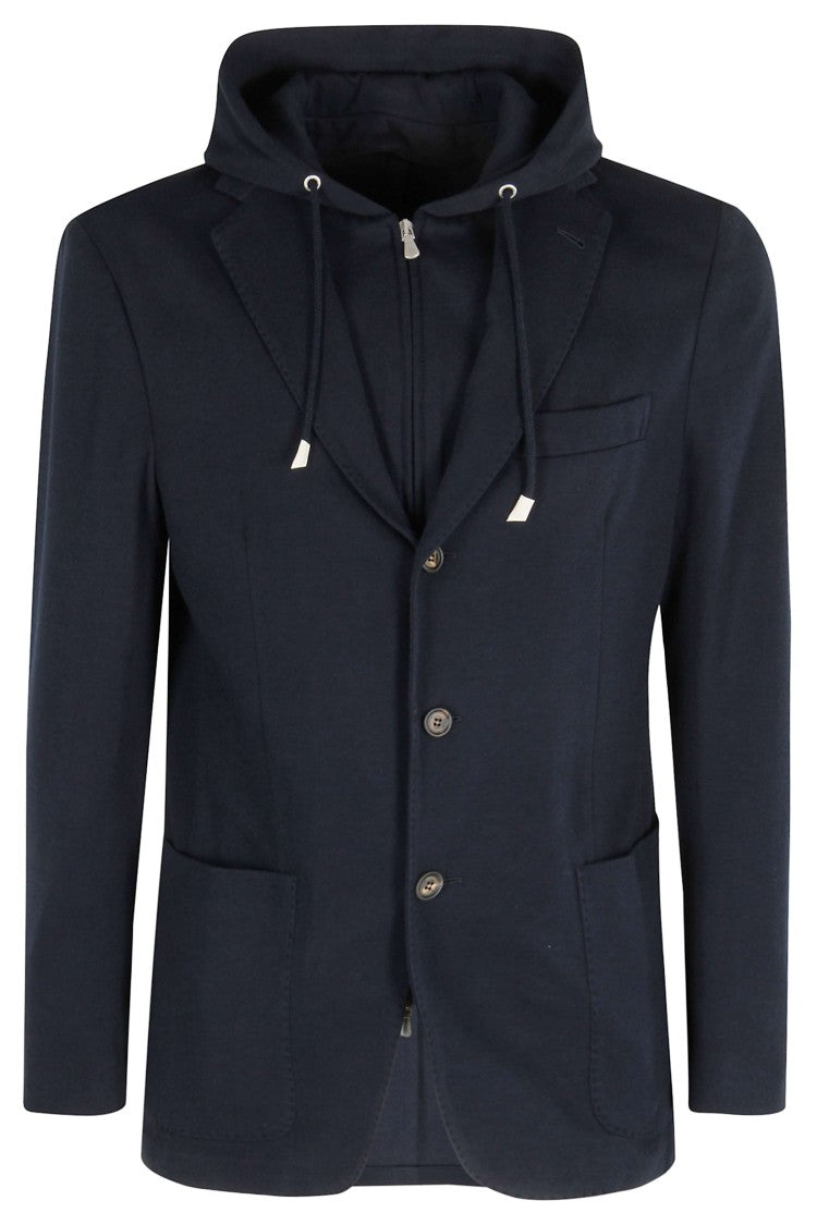 Eleventy Structured Cotton-Cashmere Blend Jacket With Removable Bib