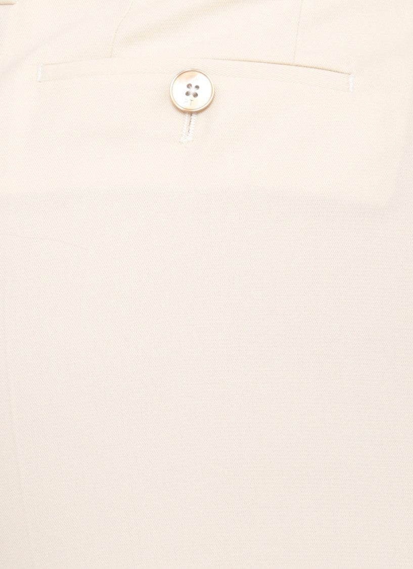 Pt Torino Ivory Hook Fastening Cotton Pants