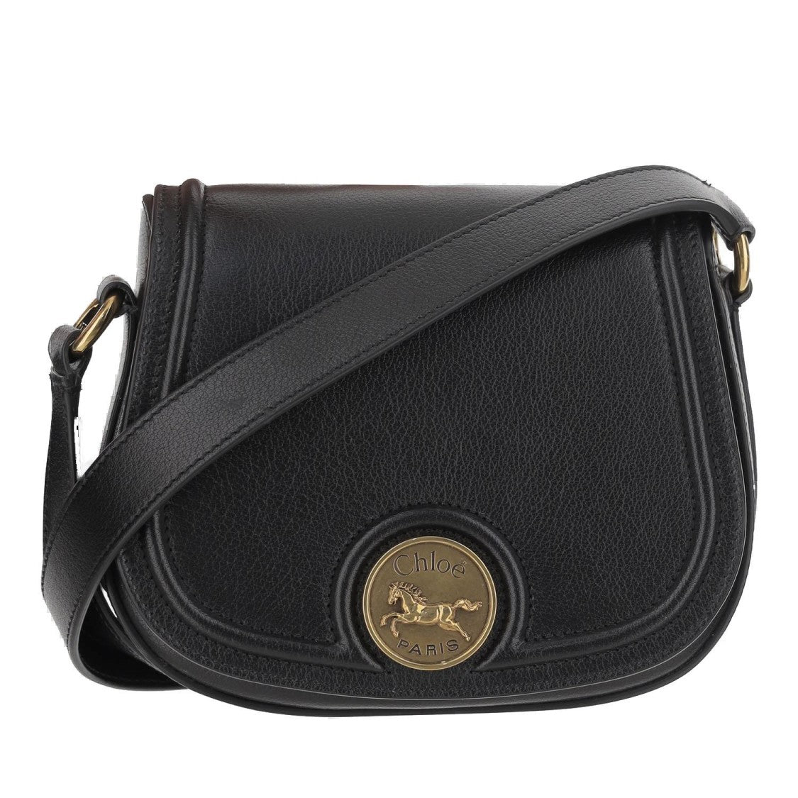 Chloé Grained Leather Shoulder Bag With Prominent Logo Detail