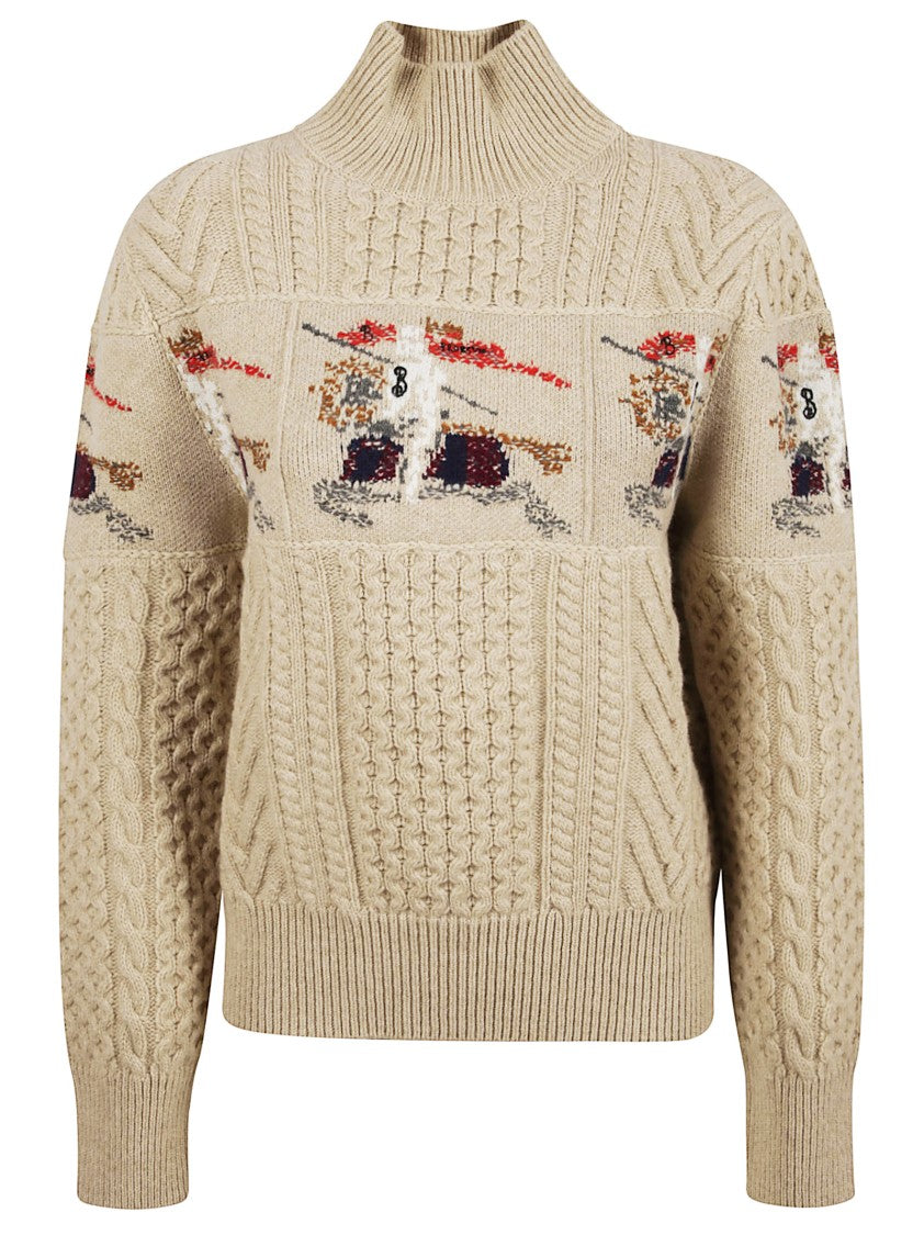 Burberry Heavyweight Aran-Knit Turtleneck Sweater