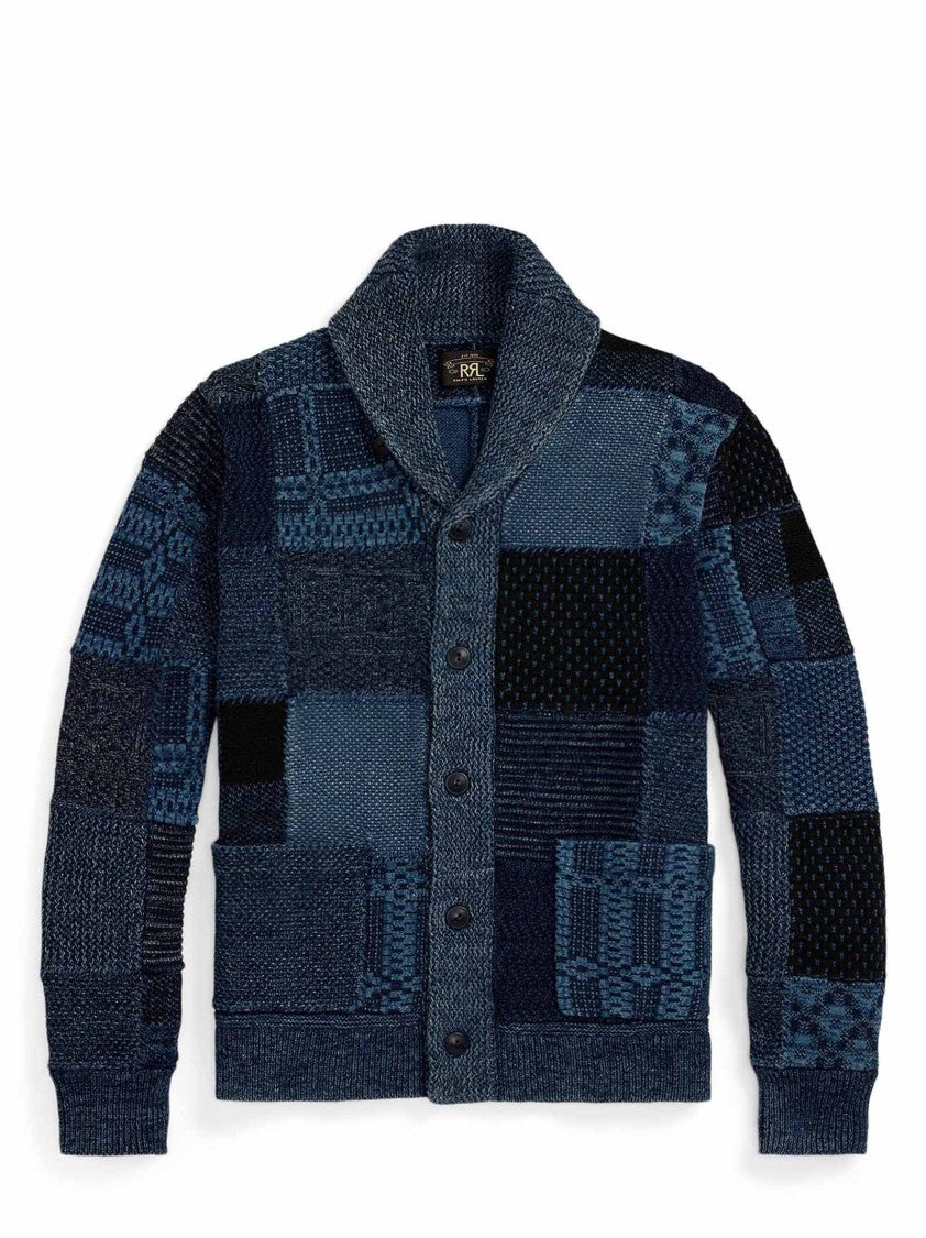 Polo Ralph Lauren Patchwork Design Knit Cardigan With Shawl Collar