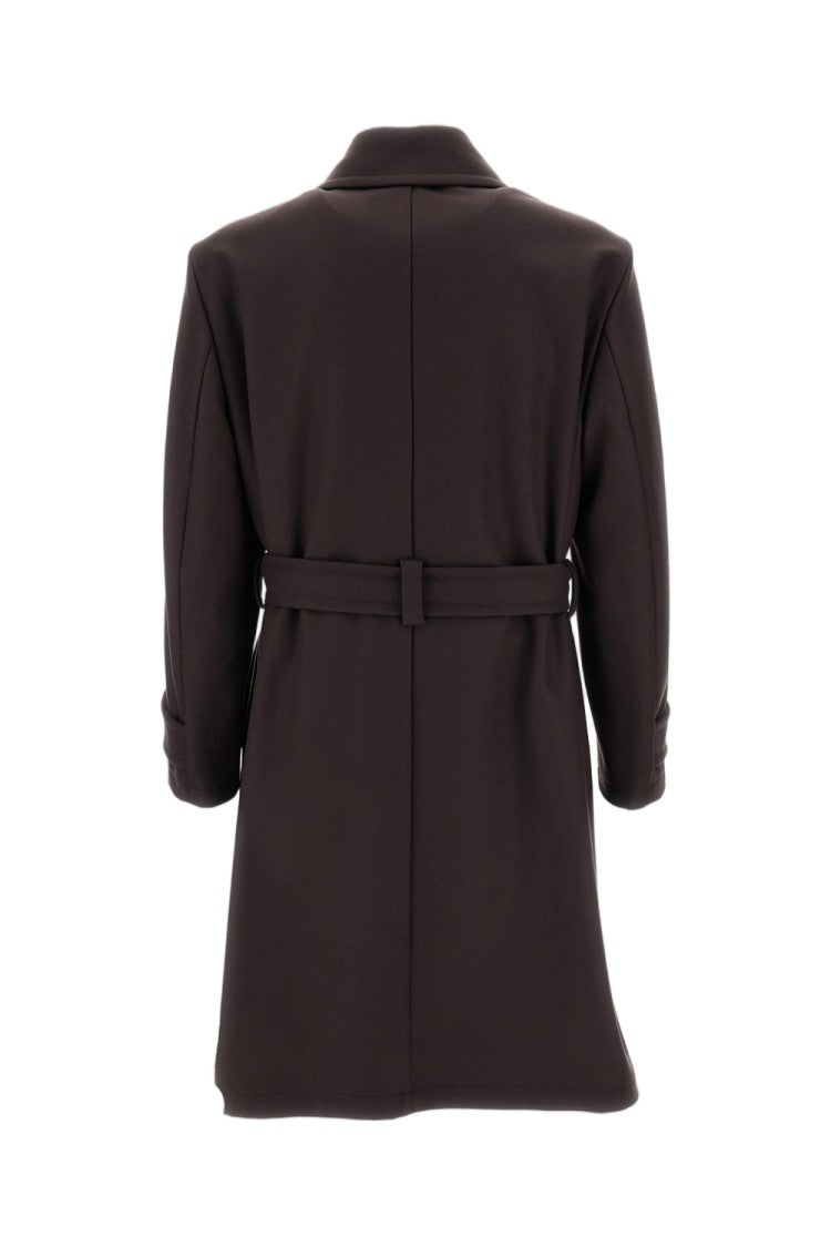 Barena Brown Paramar Melton Wool-Blend Belted Coat