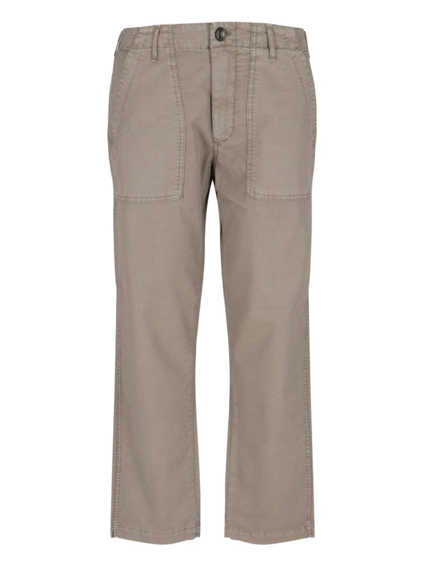 Cruna Beige Straight-Leg Trousers With Button Closure