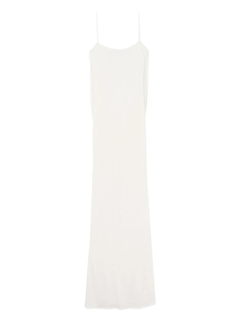 Jacquemus White Sheer Polka Dot Viscose Maxi Dress
