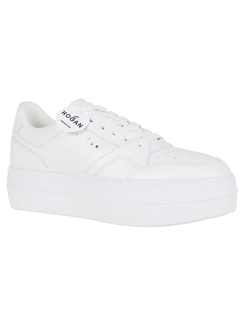 Hogan Low-Top White Sneakers Platform Sole Minimalist