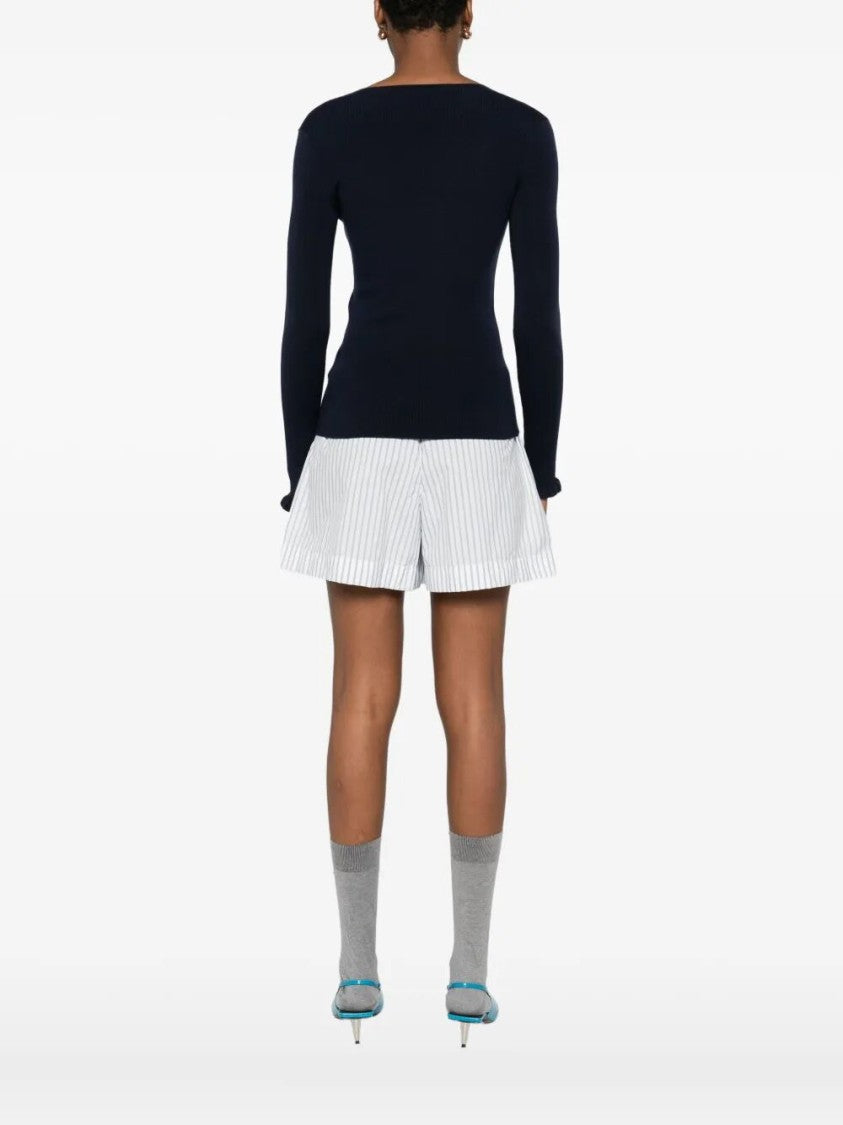 Valentino Deep V-Neck Wool Knit Sweater