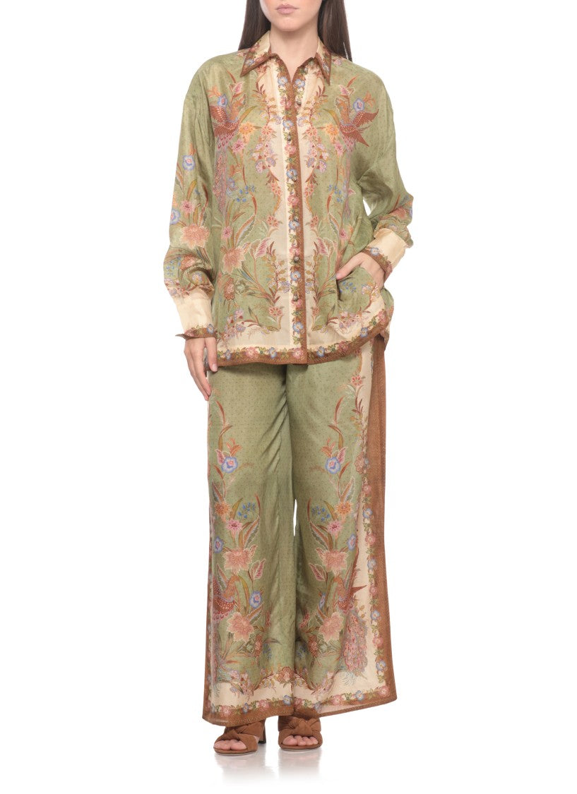 Zimmermann Green Indra Floral Pattern Sweatpants