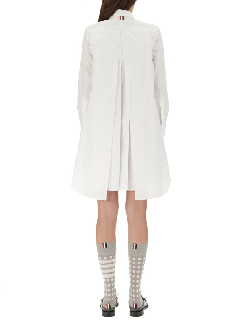 thom browne shirt dress RWB Stripe cotton shirt dress in white - Thom Browne
