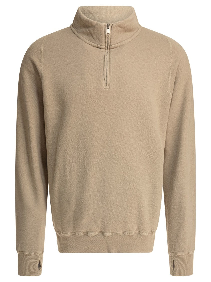 Nonnative Half-Zip Beige Sweatshirt With High Collar