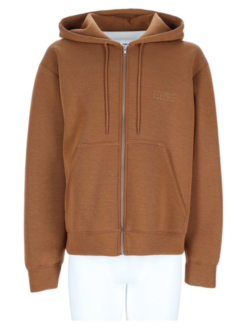 Mm6 By Maison Margiela Relaxed Fit Brown Hooded Sweatshirt