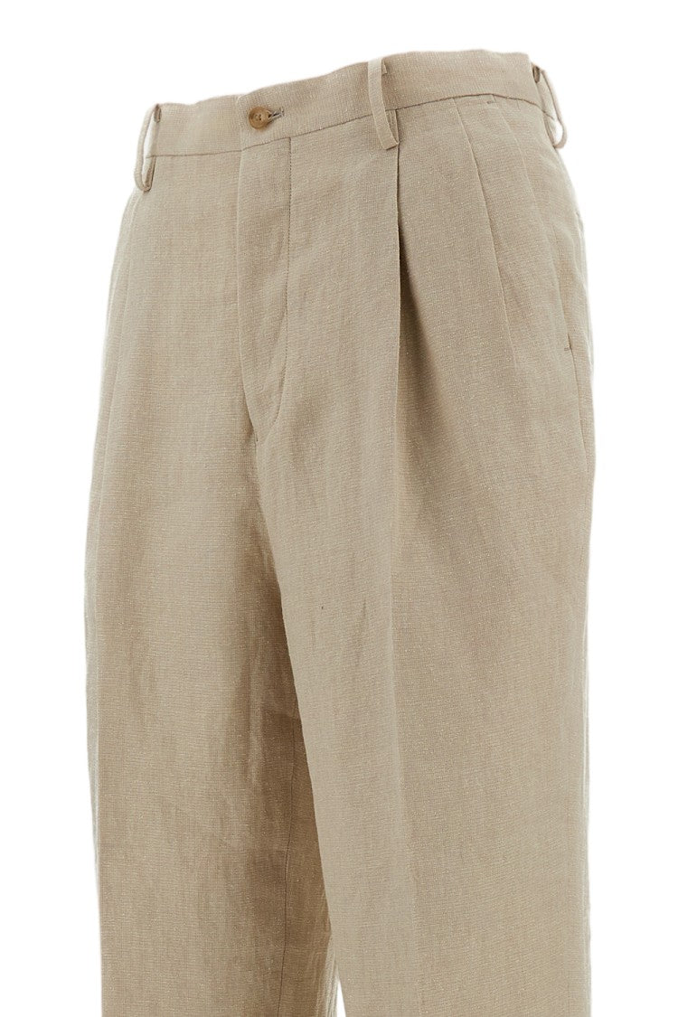 Kaptain Sunshine Beige Straight-Leg Trousers With Pleats And Elegant Finish