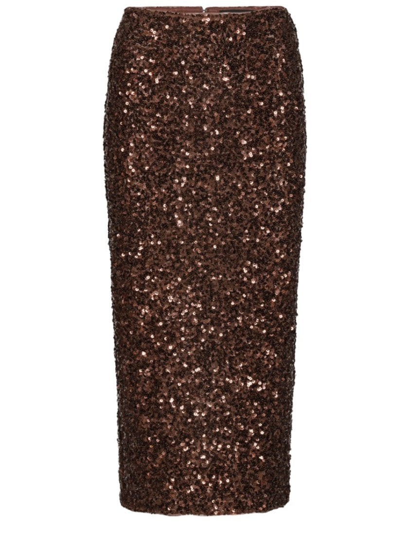 Rotate Birger Christensen Fitted Fully Adorned Sequin Midi Skirt