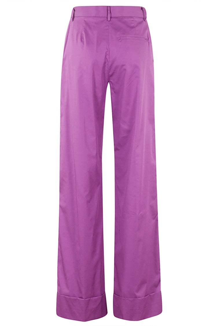 The Andamane Amethyst Satin Cotton High-Waisted Trousers