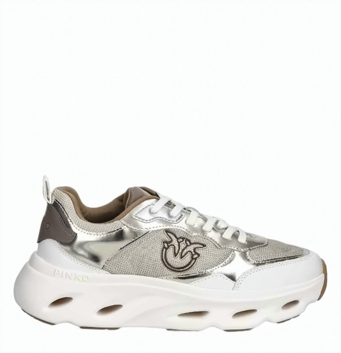 Pinko Leather Mesh Insert Sneakers