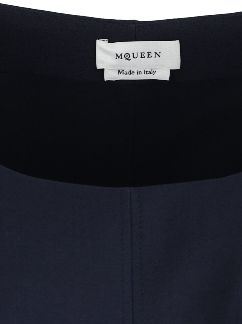 Alexander Mcqueen Mini Dress In Navy Wool