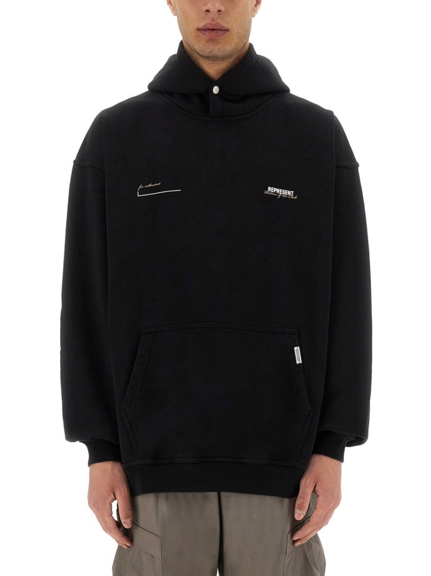 Represent Relaxed-Fit Black Hoodie With Bold Graphic