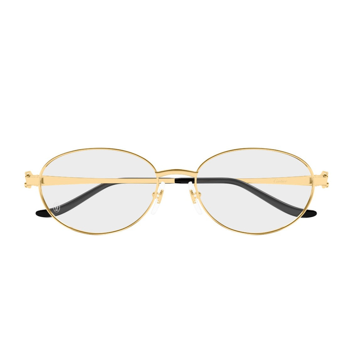 Cartier Gold Transparent Metal Eyeglasses With Panther Detail
