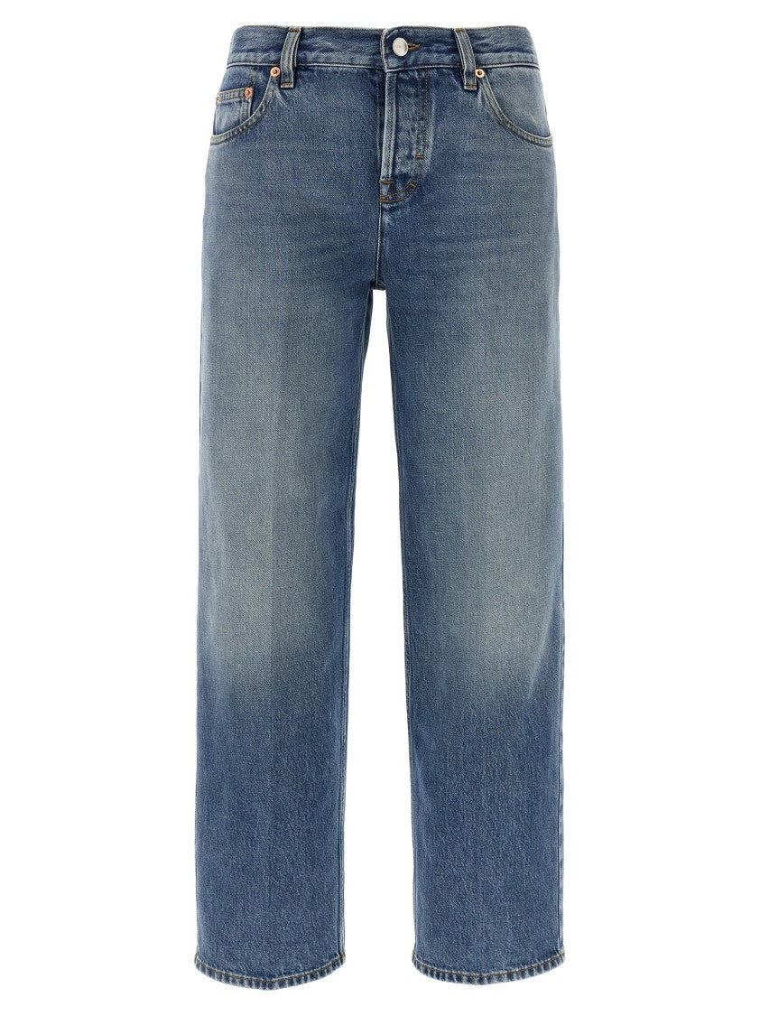 Gucci Faded Blue Washed Denim Straight Leg Jeans
