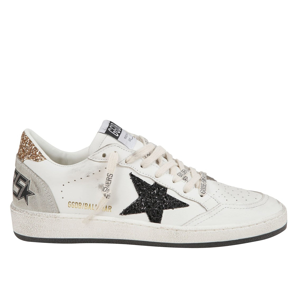 Golden Goose Worn-Effect Leather Sneakers With Glitter Accents