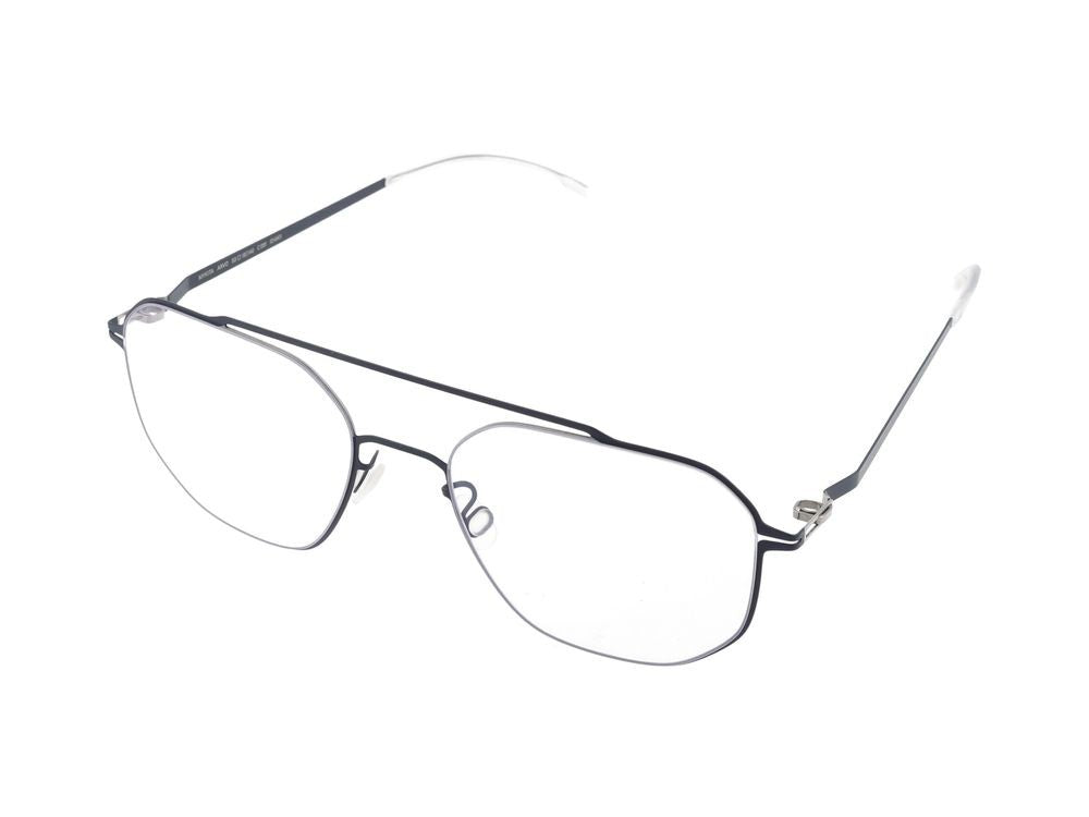 Mykita Silver Navy Double Bridge Geometric Eyeglasses