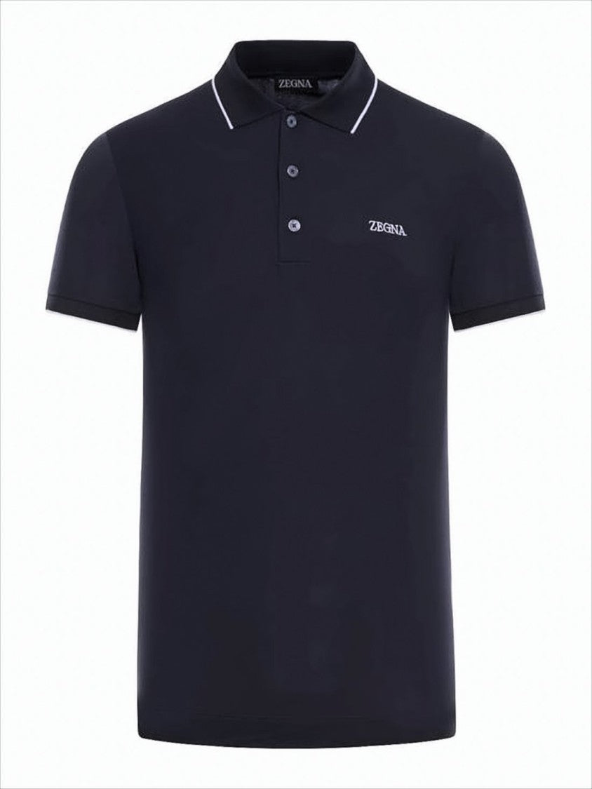 Ermenegildo Zegna Short-Sleeve Polo Shirt With Ribbed Collar