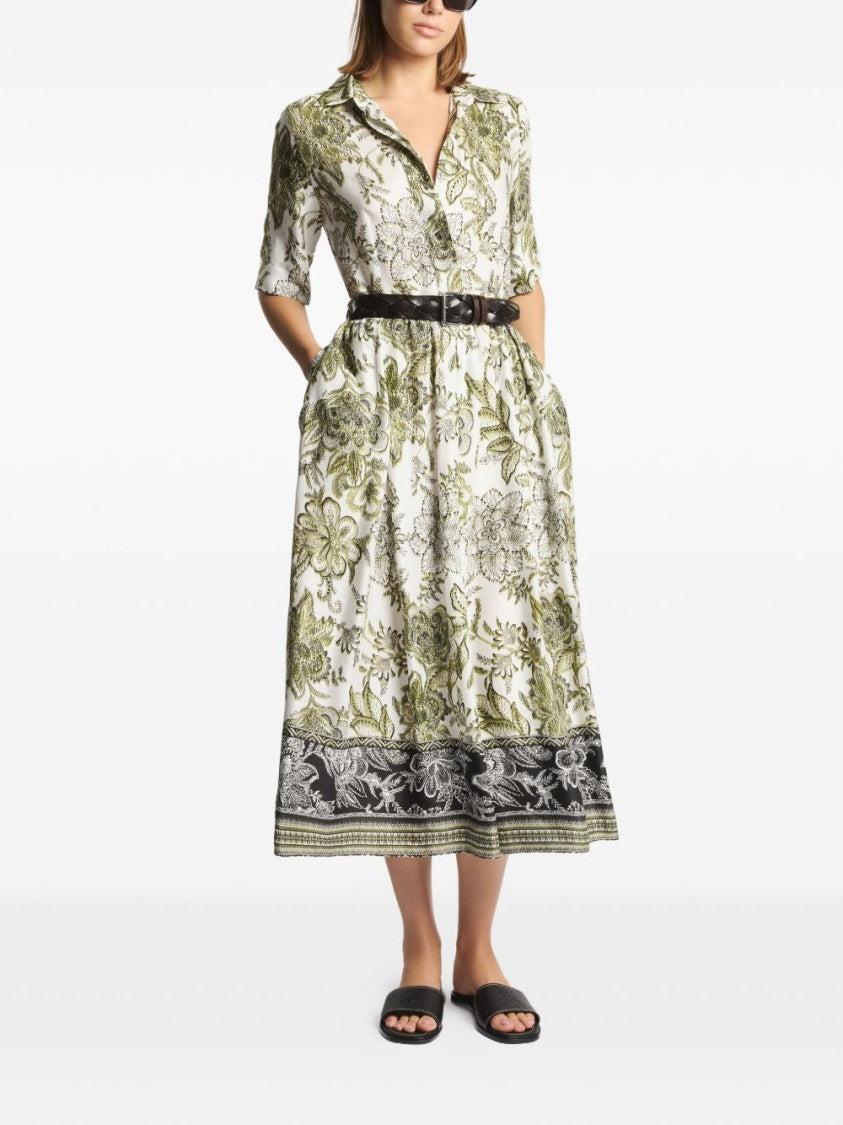 Fay Mid-Length Floral Print Coat With Button Fastening And Structured Silhouette