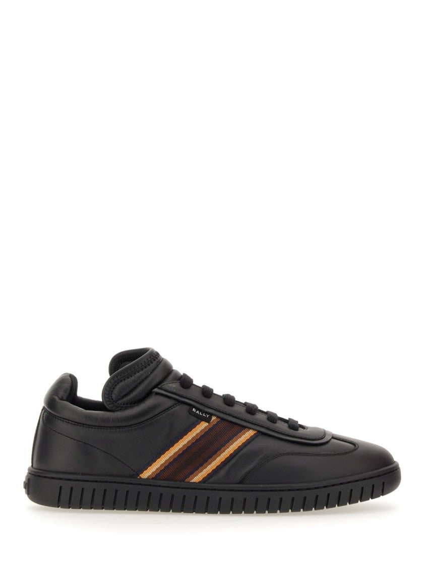 Bally Black Leather Sneakers With Contrasting Stripes