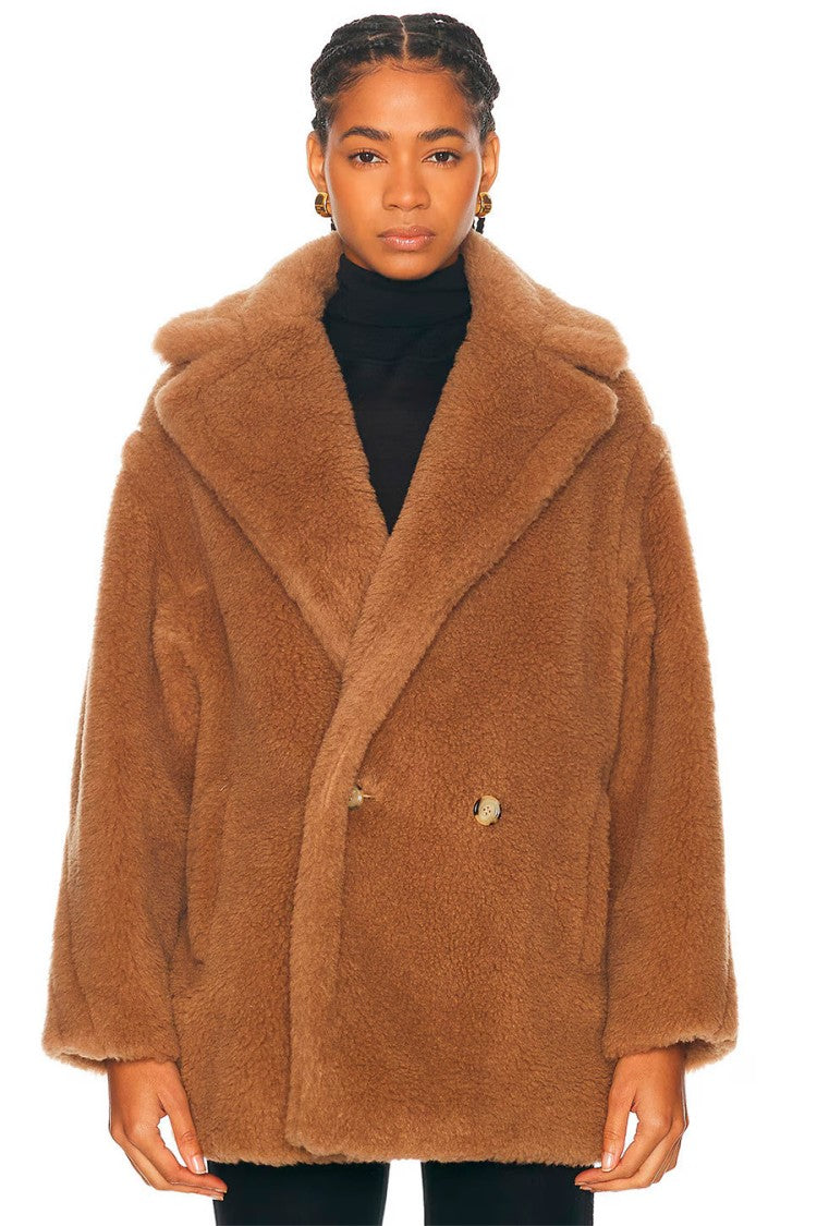 Max Mara Camel Dramma Plush Double-Breasted Camel Coat