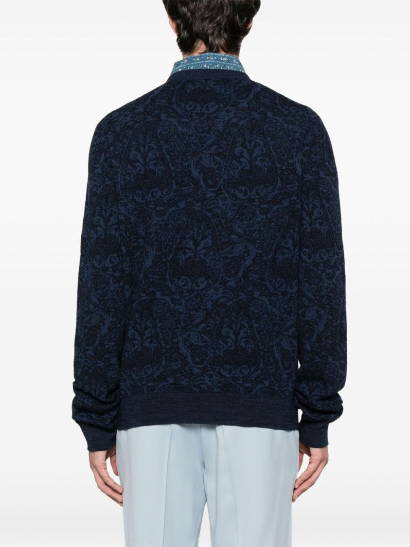Etro Jacquard Pattern Blue Sweater