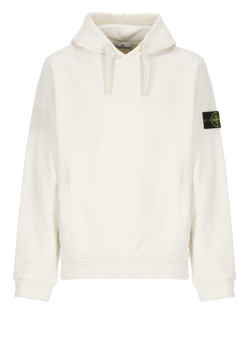 Stone Island Ivory Cotton Hoodie