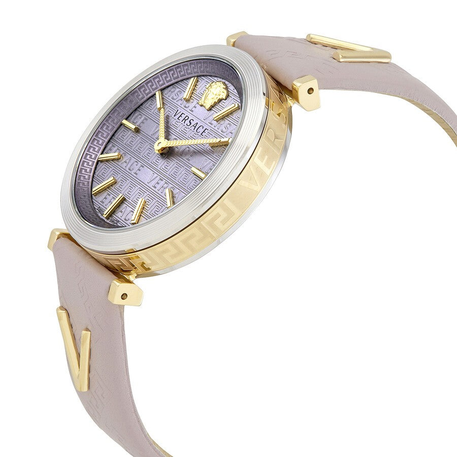 Versace Greca Logo 38Mm Women's Analog Watch With Blue Leather Strap